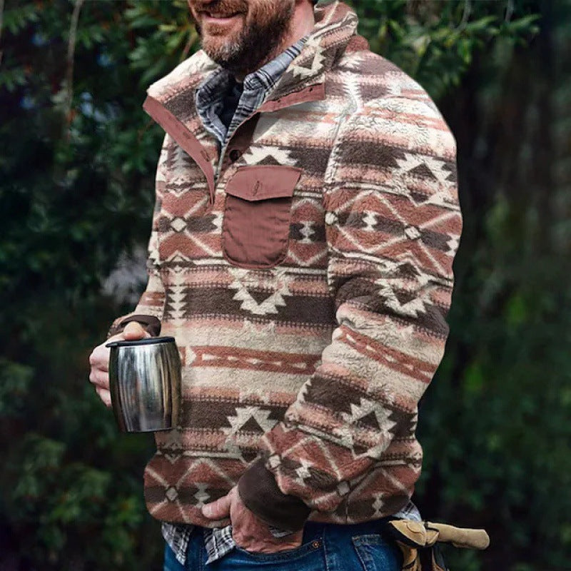 Alonzo Sherpa Fleece Stand Collar Pullover for Men