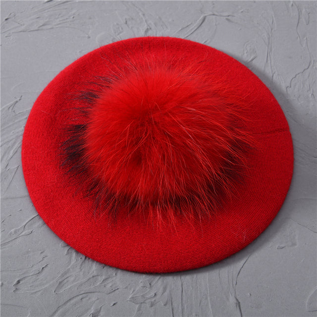 Mariella Wool Pom Pom Beret for Women