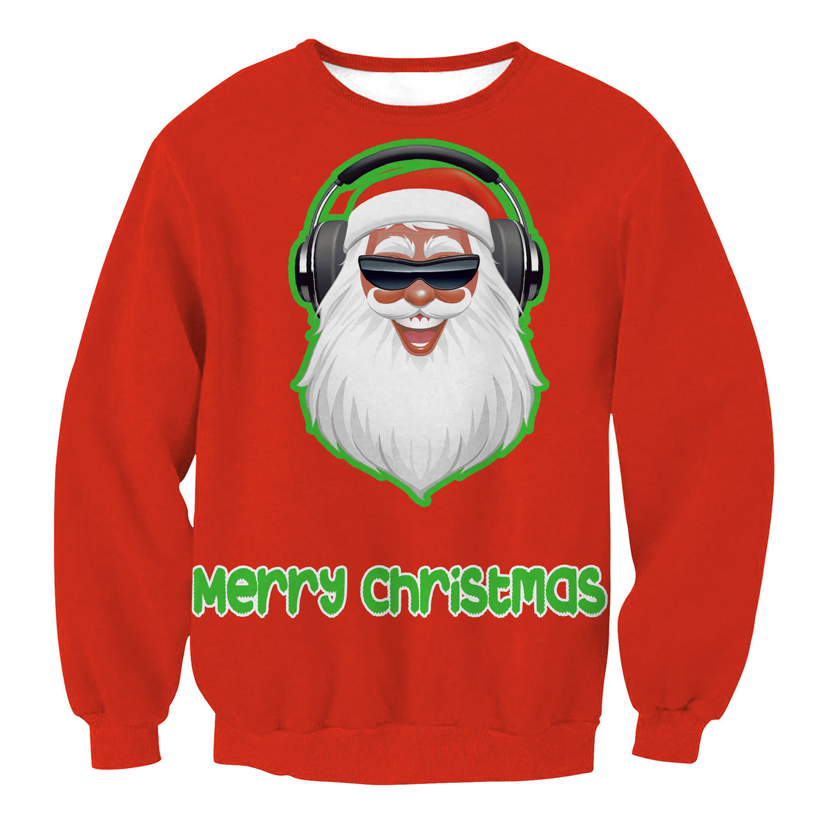 Orazio ugly Christmas sweater, Red DJ Santa, front