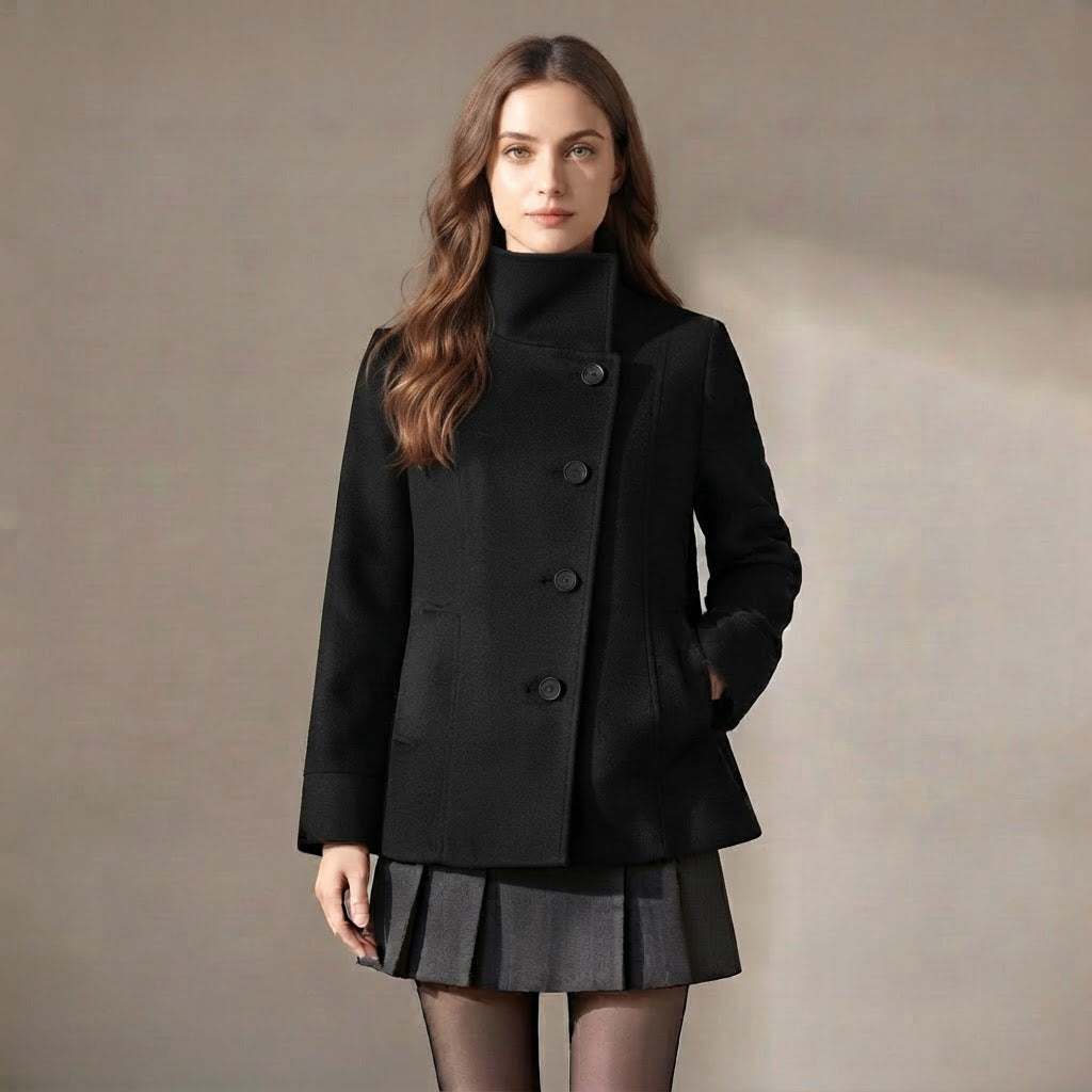 Cosima short jacket in black, three-quarter side view