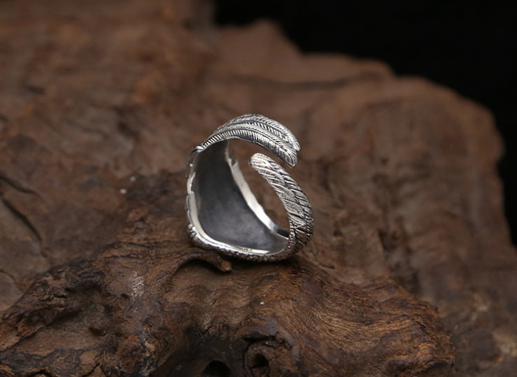 Corvino Sterling Silver Eagle Wing Ring for Men