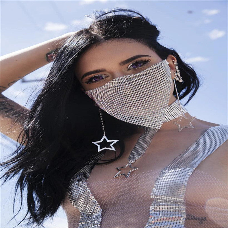 Carolina Rhinestone Mesh Face Veil for Women