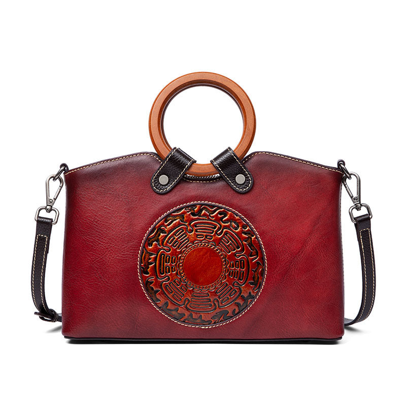 Rachele Leather Embossed Top Handle Handbag for Women