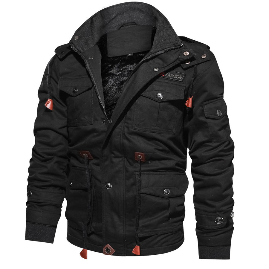 Romeo Fleece-Lined Hooded Cotton Military Jacket for Men