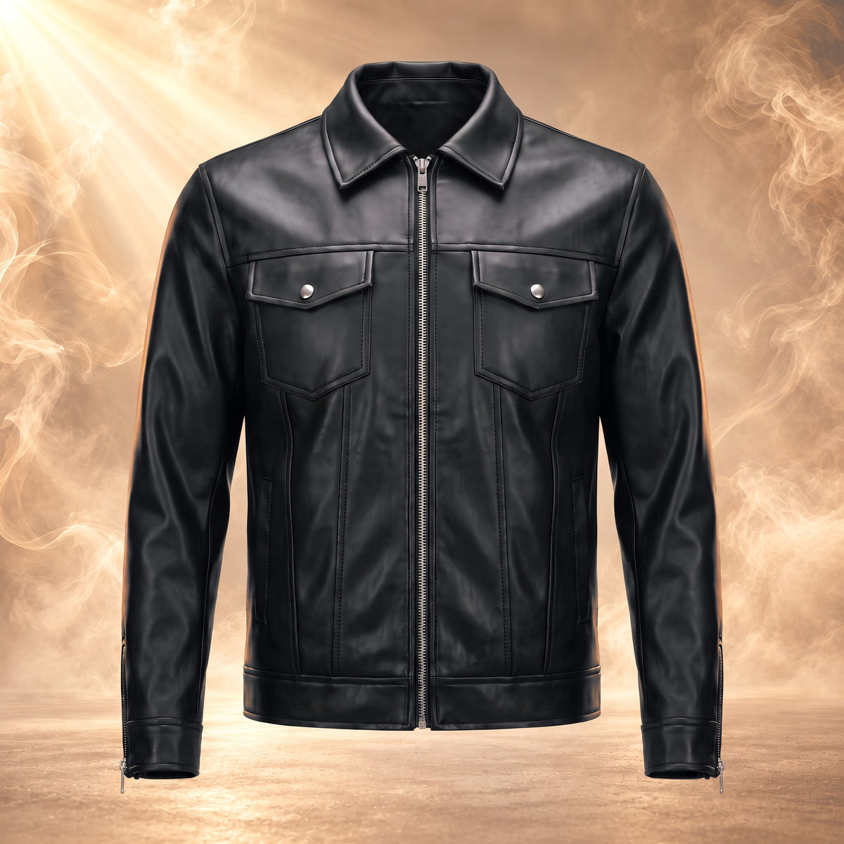 Rocco faux leather jacket, black, front