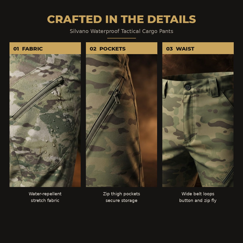 Silvano Waterproof Tactical Cargo Pants for Men - quality details