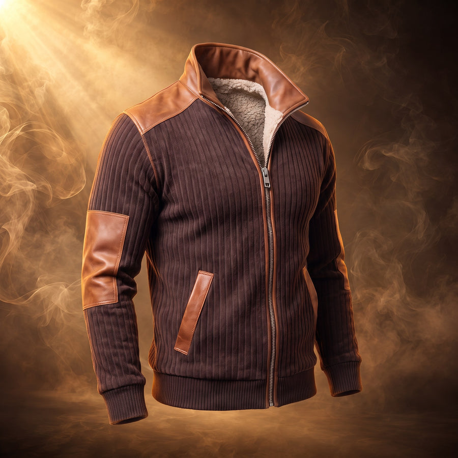 Ezio Velvet Stand Collar Zip Sweatshirt for Men
