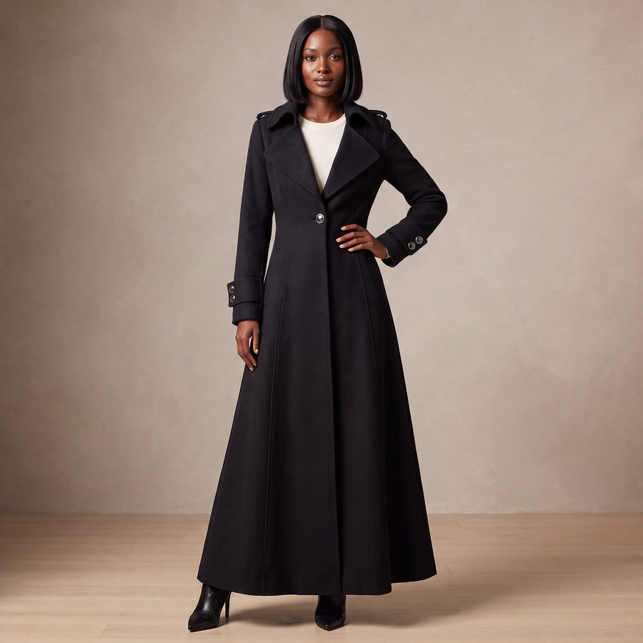 Lavinia Wide Lapel Wool Maxi Coat for Women