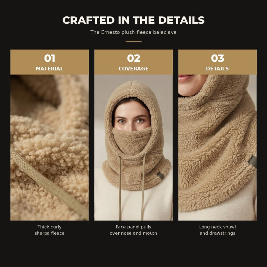 Ernesto Plush Fleece Balaclava Ski Hood for Women and Men