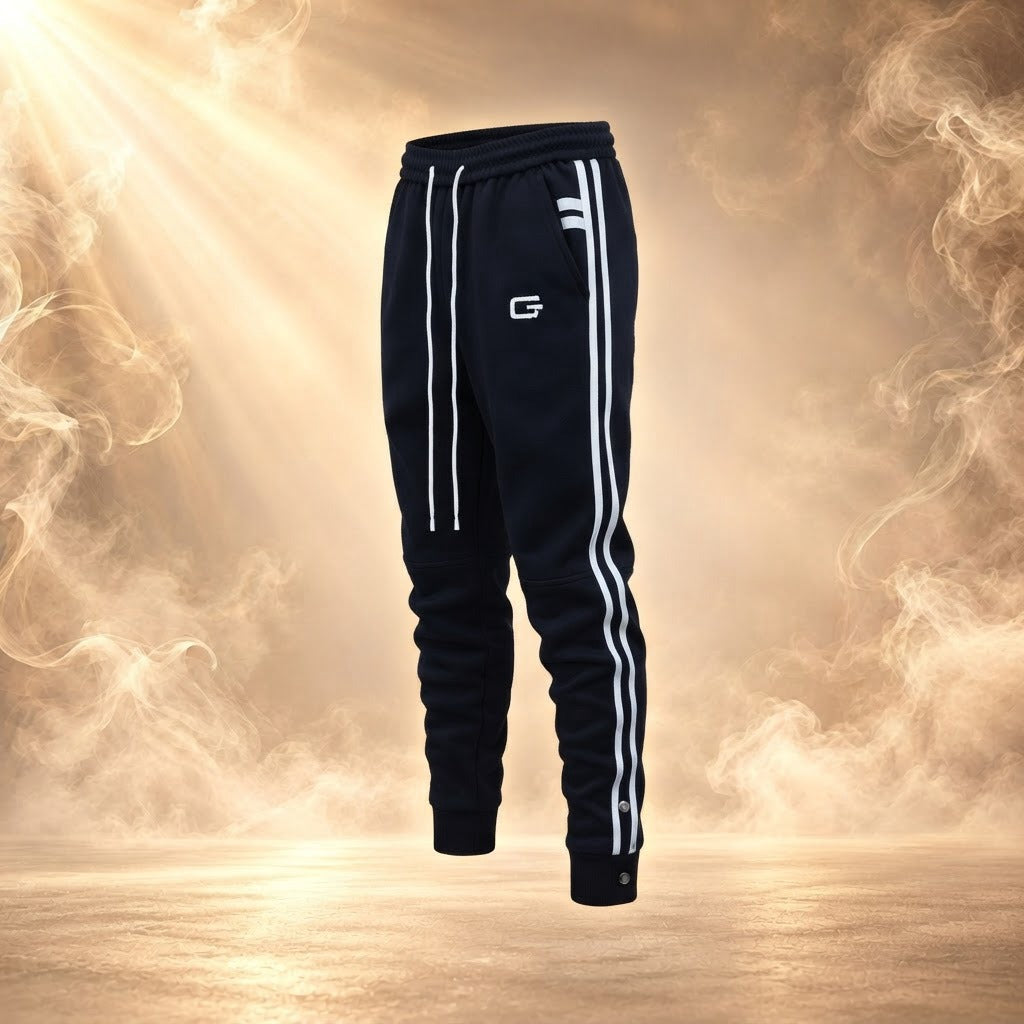 Gino side stripe jogger pants, Black, side