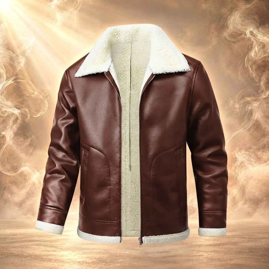 Emanuele Sherpa Lined Leather Aviator Jacket for Men
