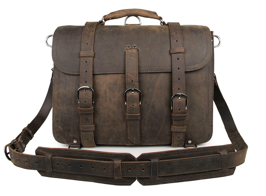 Nazario Genuine Leather Messenger Briefcase Bag for Men