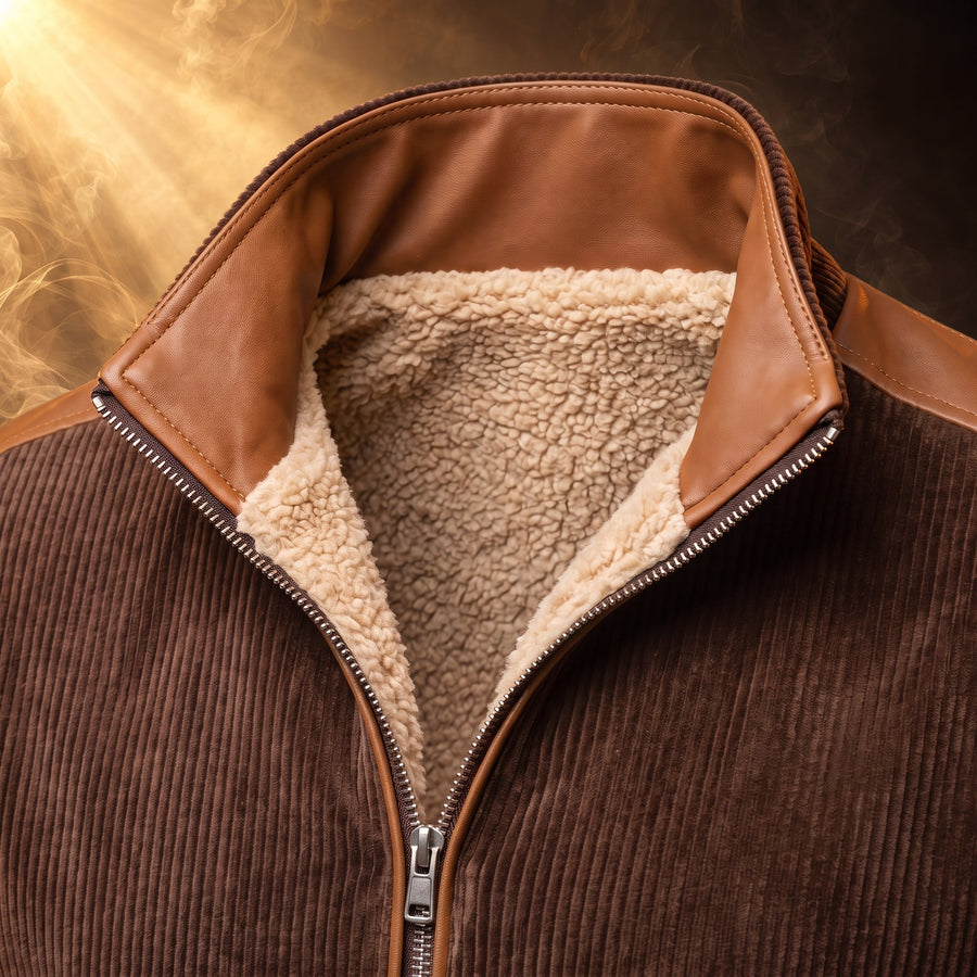 Ezio Velvet Stand Collar Zip Sweatshirt for Men