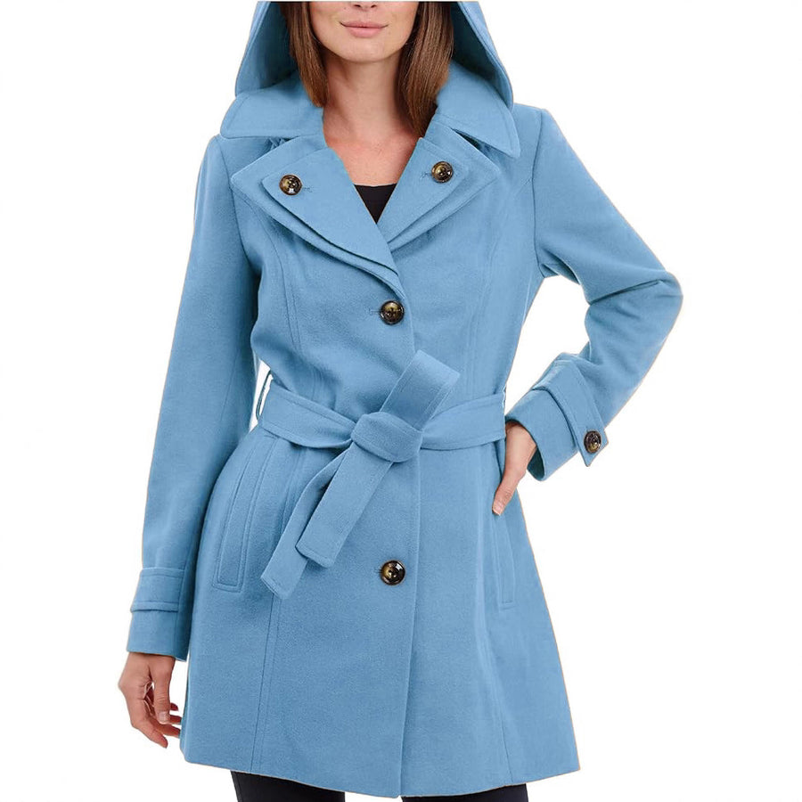Rosalind Hooded Belted Wool Coat for Women