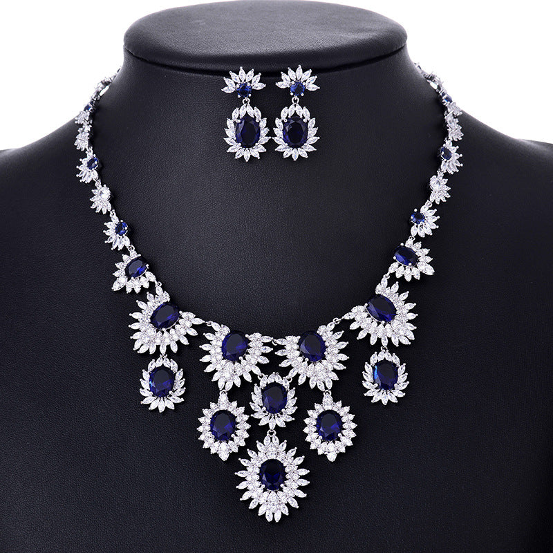 Graziella Cubic Zirconia Statement Necklace and Earrings Set for Women