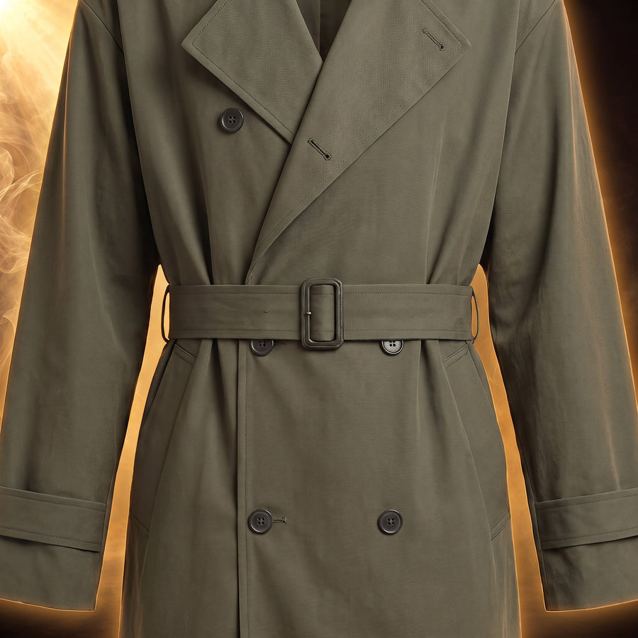 Lorenzo Double-Breasted Cotton Trench Coat for Men