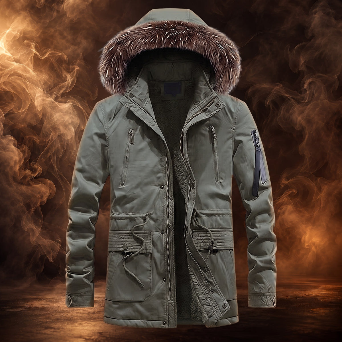 Jasper parka, army green, front