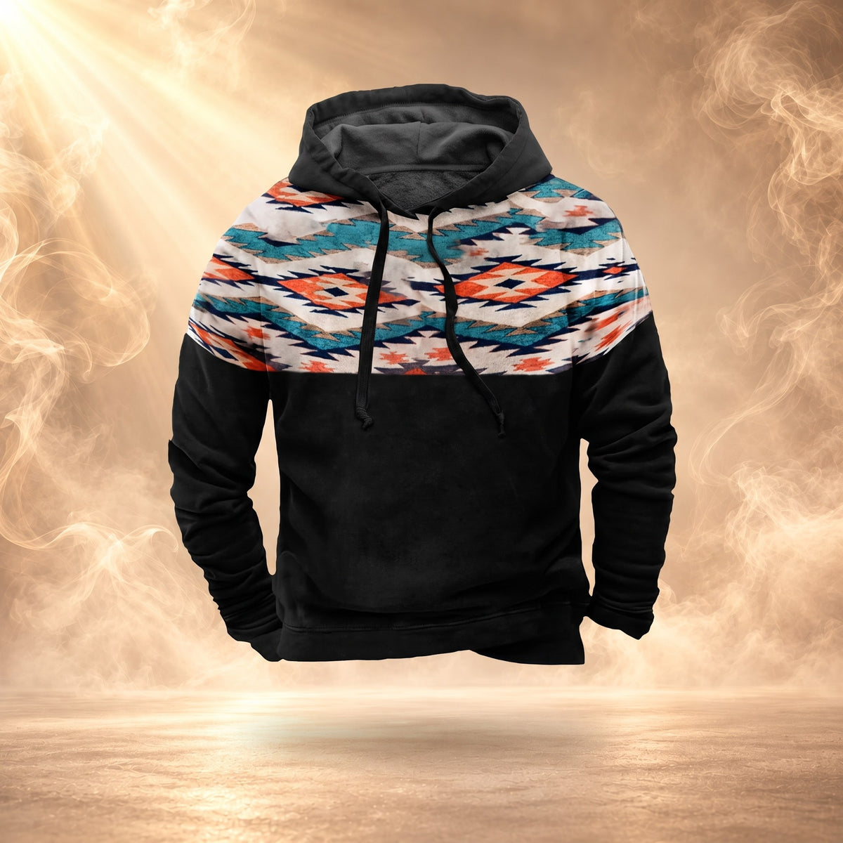 Pascal hoodie, Black Aztec Yoke, front