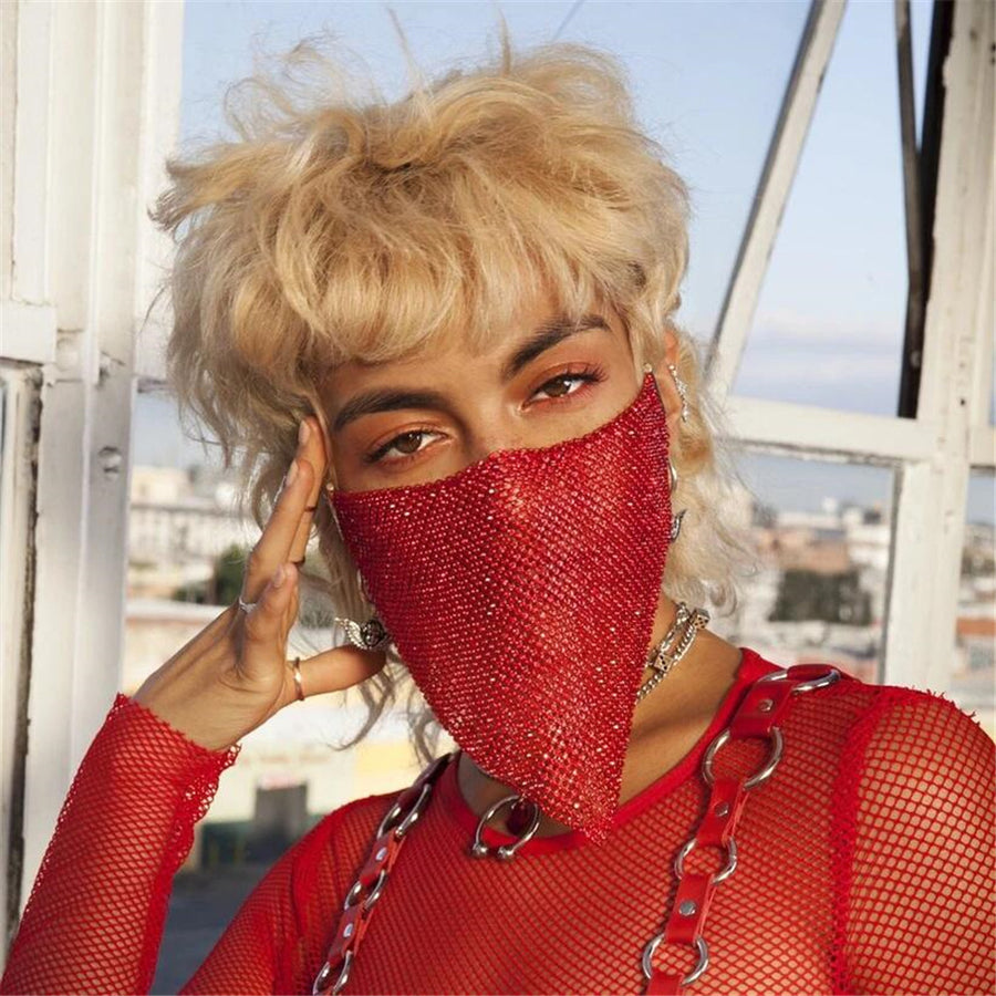 Carolina Rhinestone Mesh Face Veil for Women