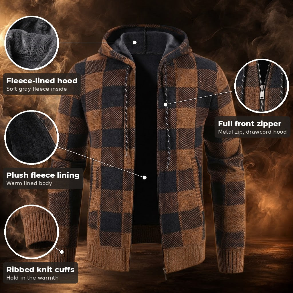 Ignazio sweater jacket key features with close-up details