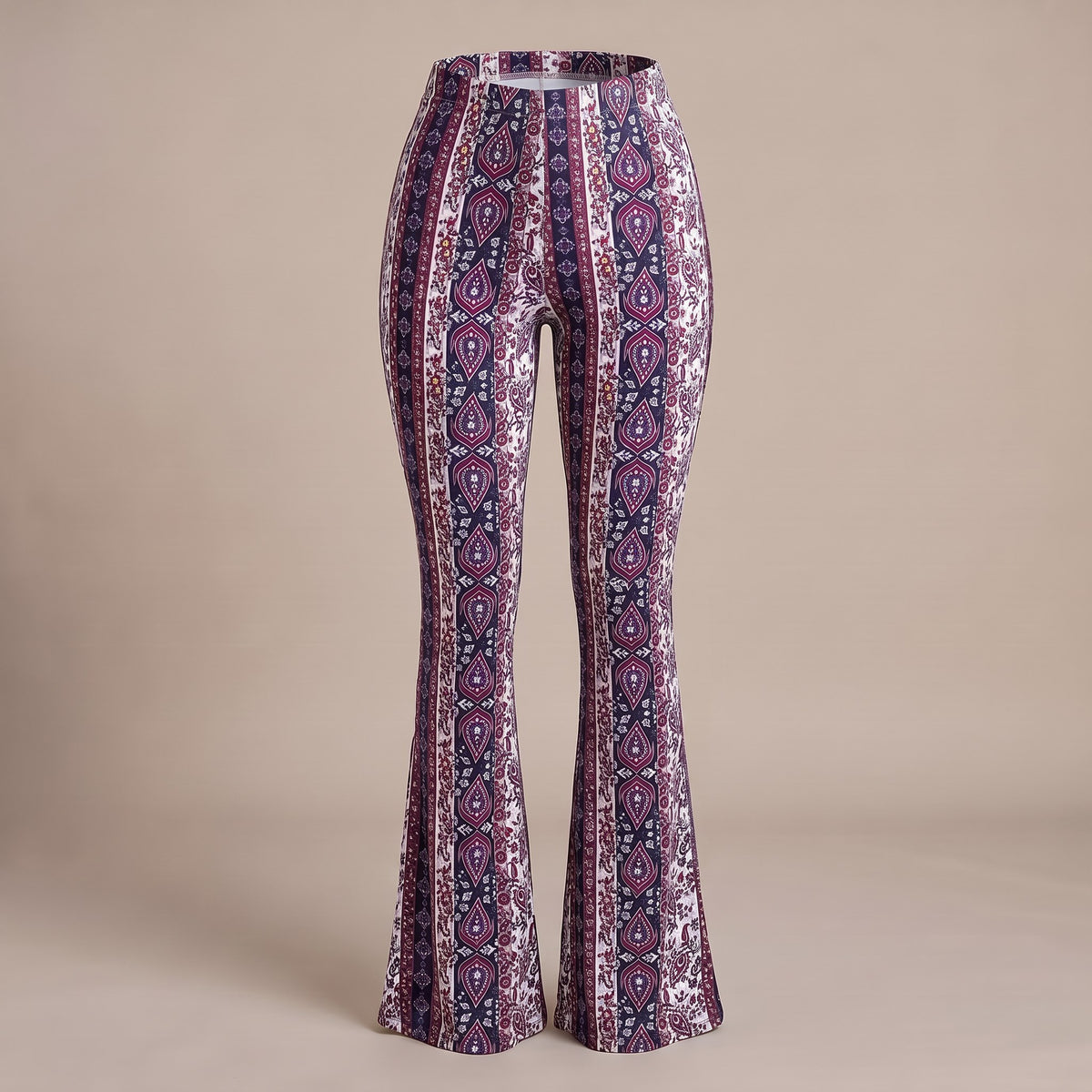 Serena flare pants, Purple Paisley, front