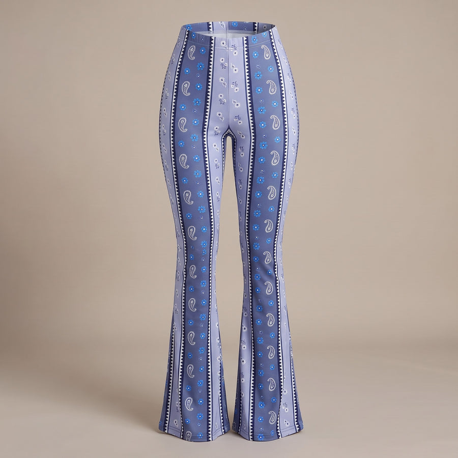 Serena Boho Print Flare Pants for Women