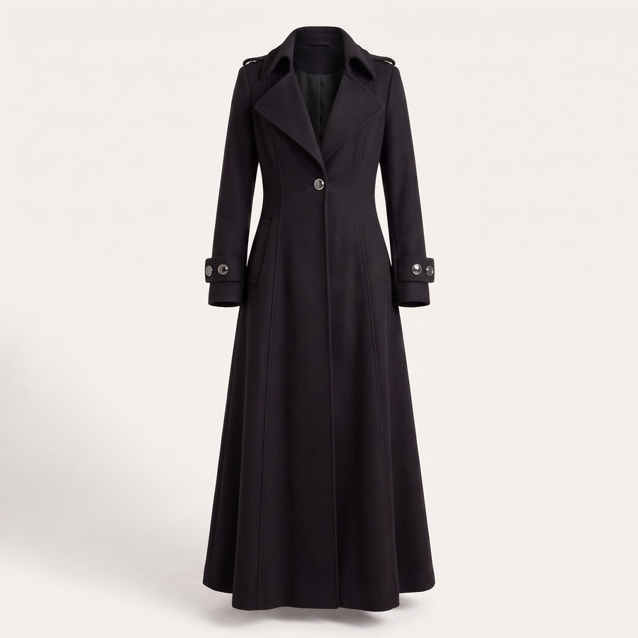 Lavinia Wide Lapel Wool Maxi Coat for Women