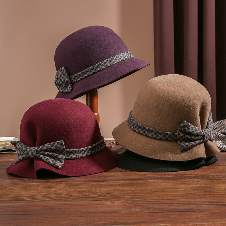 Patrizia Wool Felt Cloche Hat with Bow for Women