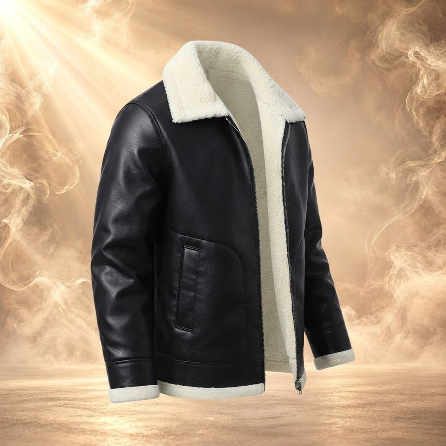 Emanuele Sherpa Lined Leather Aviator Jacket for Men