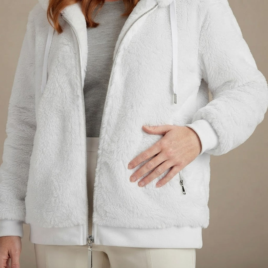 Donata Hooded Zip Up Plush Fleece Jacket for Women