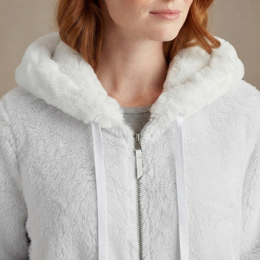 Donata Hooded Zip Up Plush Fleece Jacket for Women