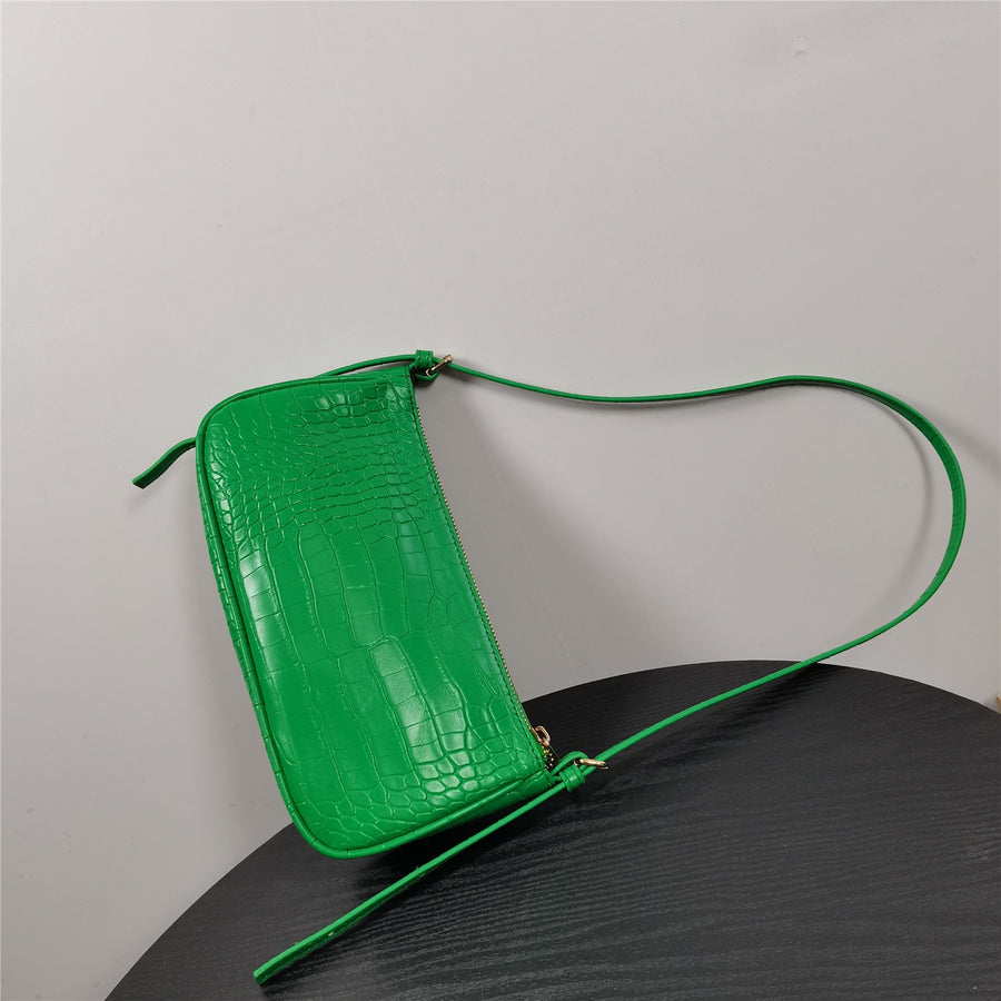 Emanuela Croc Embossed Baguette Shoulder Bag for Women