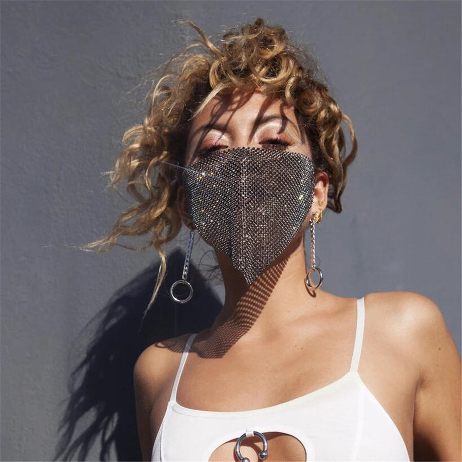 Carolina Rhinestone Mesh Face Veil for Women