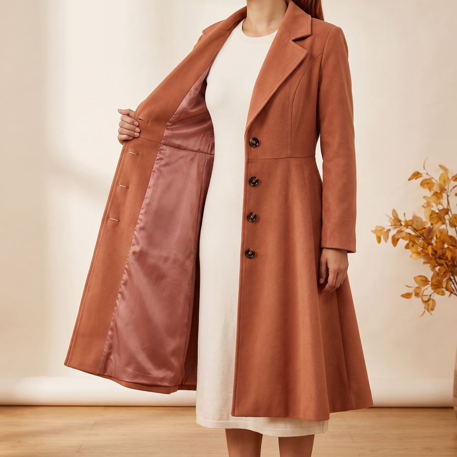 Fiorella Single-Breasted Flared Cotton Coat for Women