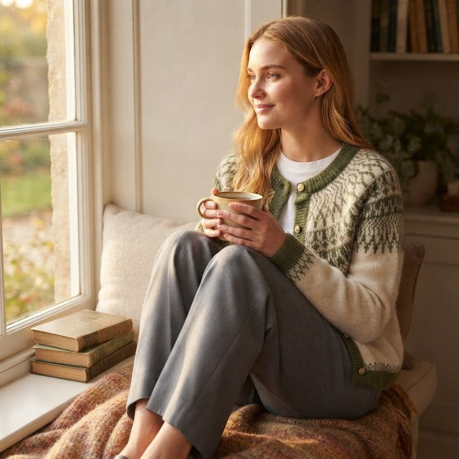 Giada Fair Isle Crew Neck Button Cardigan for Women