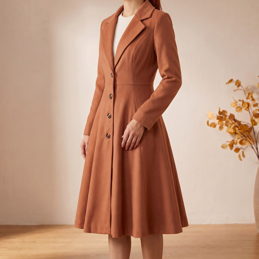Fiorella Single-Breasted Flared Cotton Coat for Women
