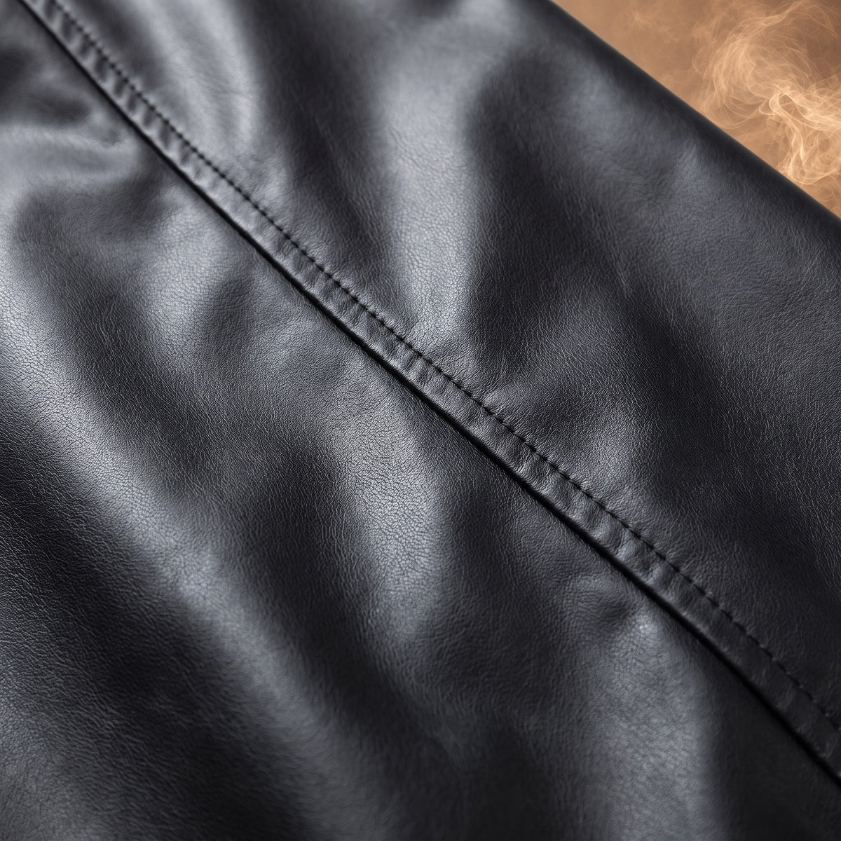 Rocco faux leather jacket, black, softly creased faux leather up close