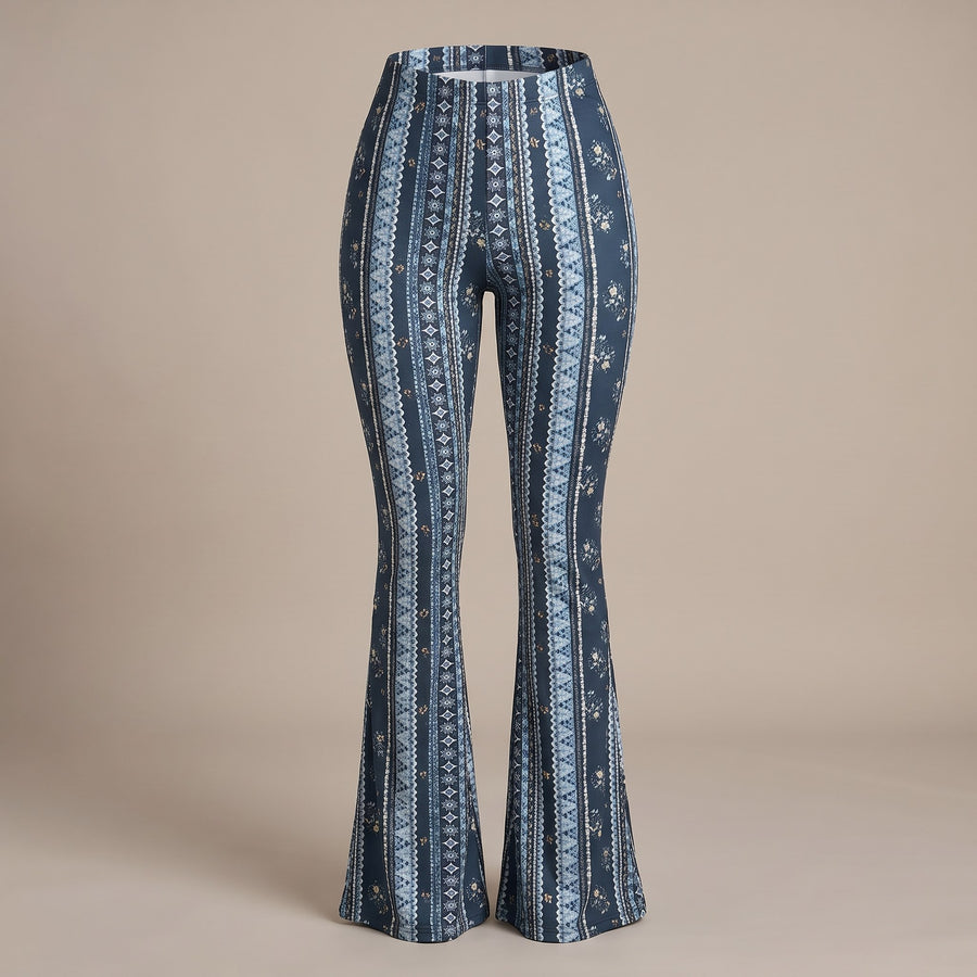 Serena Boho Print Flare Pants for Women