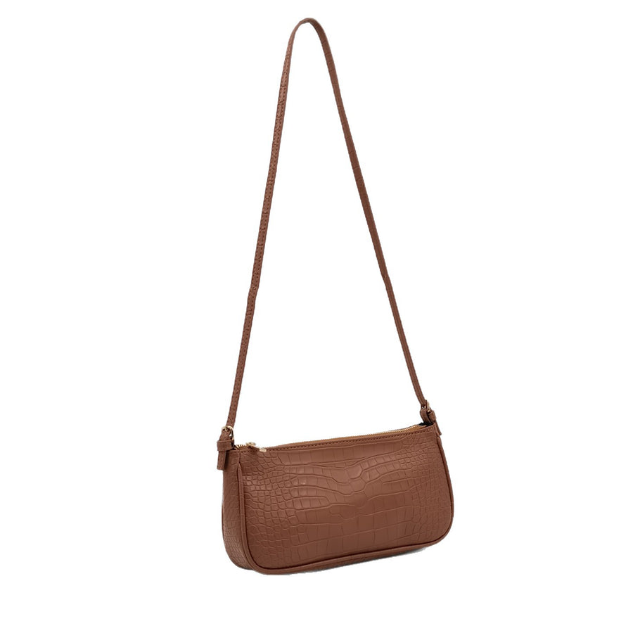 Emanuela Croc Embossed Baguette Shoulder Bag for Women
