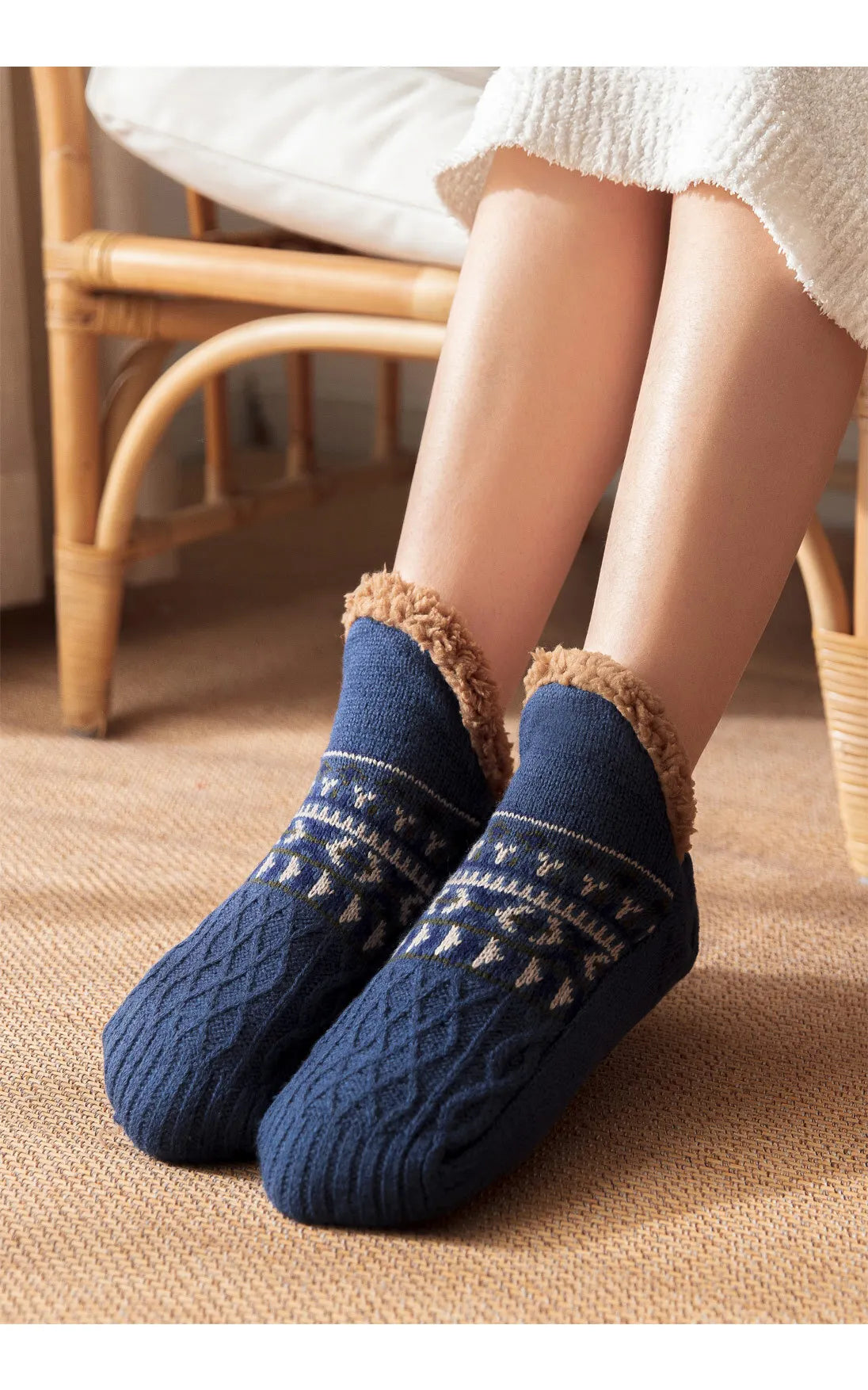 Celeste Fleece Lined Non-Slip Slipper Socks for Women and Men