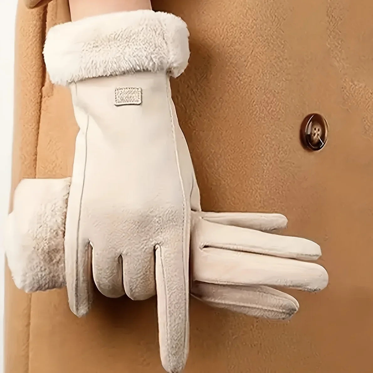 Graziana Plush Lined Touchscreen Gloves with Fur Cuff for Women - alternate view