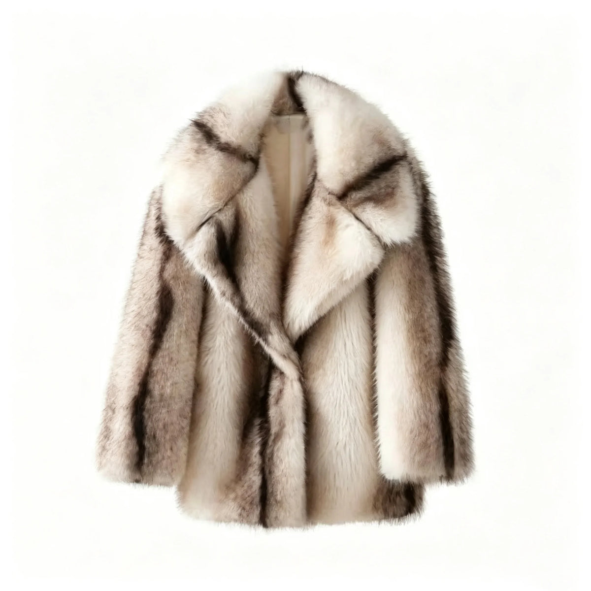 Sabine striped faux fur jacket in cream