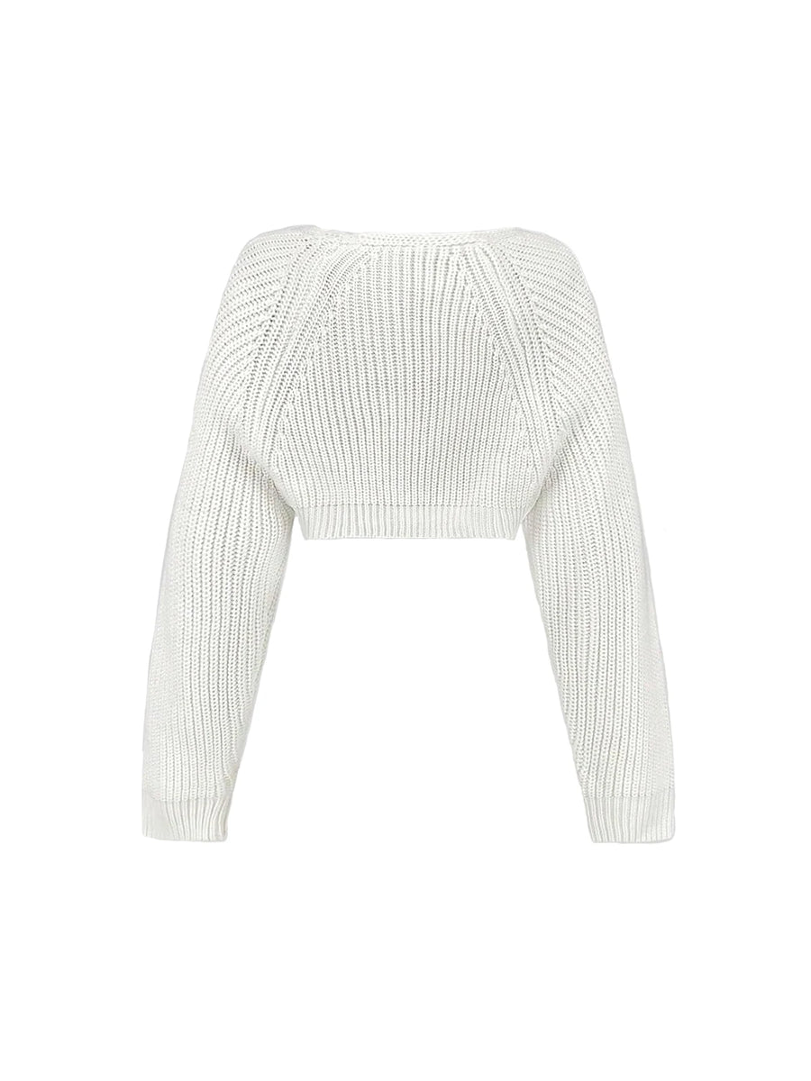 Fleur Cropped Ribbed Knit Shrug Cardigan