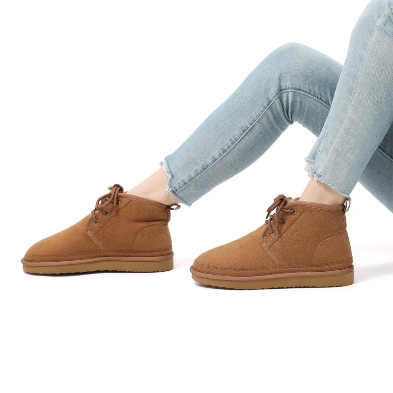 Clementine Suede Plush Lined Lace Up Ankle Boots