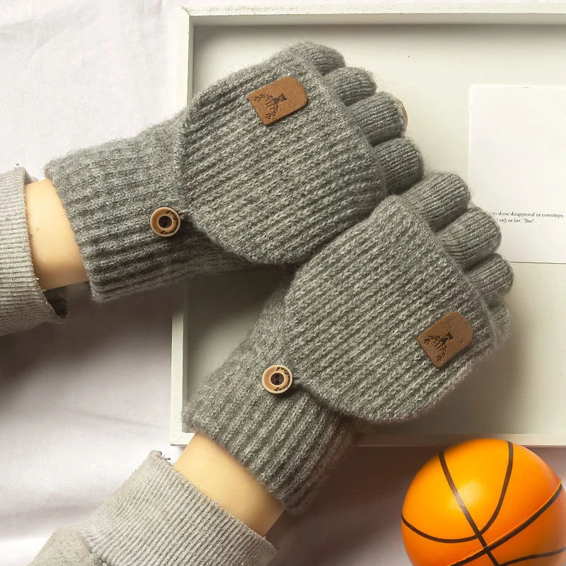 Lino Knit Convertible Fingerless Gloves for Women and Men