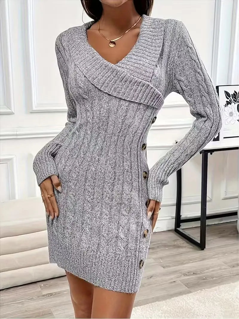 Tiziana Cable Knit Button Sweater Dress for Women - alternate view