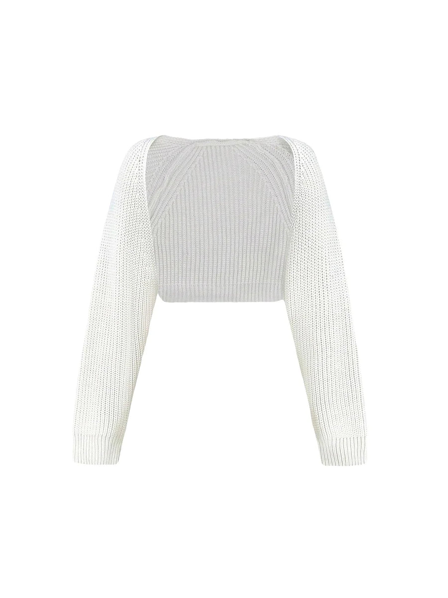 Fleur Cropped Ribbed Knit Shrug Cardigan