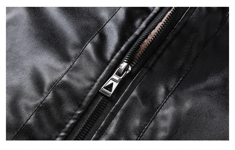 Carmine Fleece Lined Leather Biker Jacket for Men