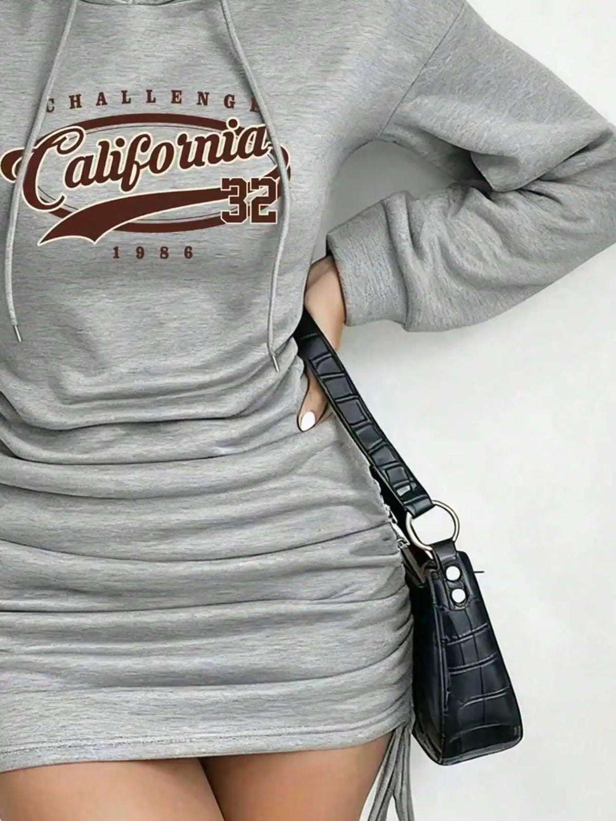 Vittoria Ruched Graphic Hoodie Dress for Women - alternate view