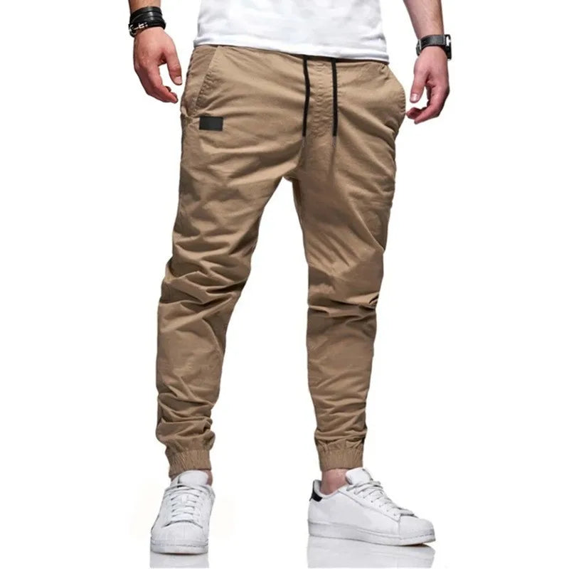 Raimondo Slim Drawstring Jogger Pants for Men - Khaki